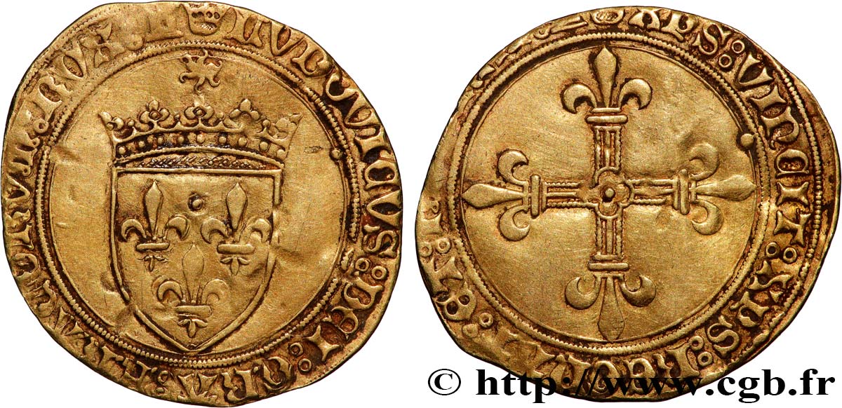 LOUIS XI THE  PRUDENT  Écu d or au soleil, avec RVX n.d. Tours AU
