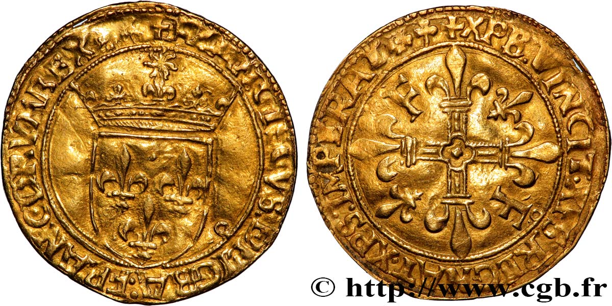 FRANCIS I Écu d or au soleil, 5e type n.d. Lyon VF