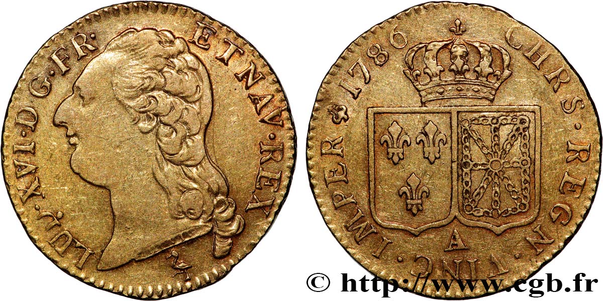 LOUIS XVI Louis d or aux écus accolés 1786 Paris AU