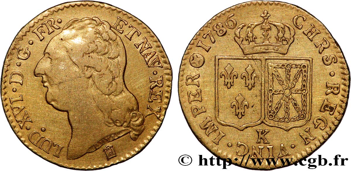 LOUIS XVI Louis d or aux écus accolés 1786 Bordeaux XF