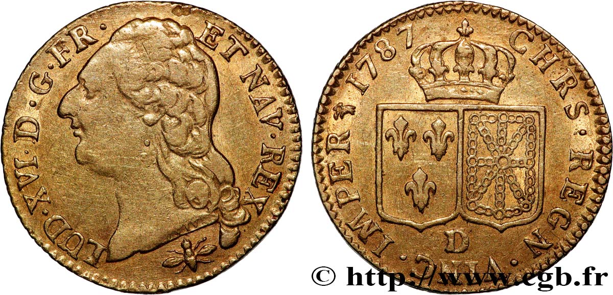 LOUIS XVI Louis d or aux écus accolés 1787 Lyon TTB