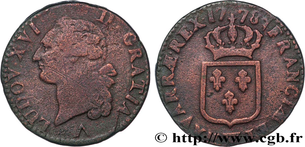 LOUIS XVI Sol dit &nbsp;à l&nbsp;écu&nbsp; 1778 Lille TB