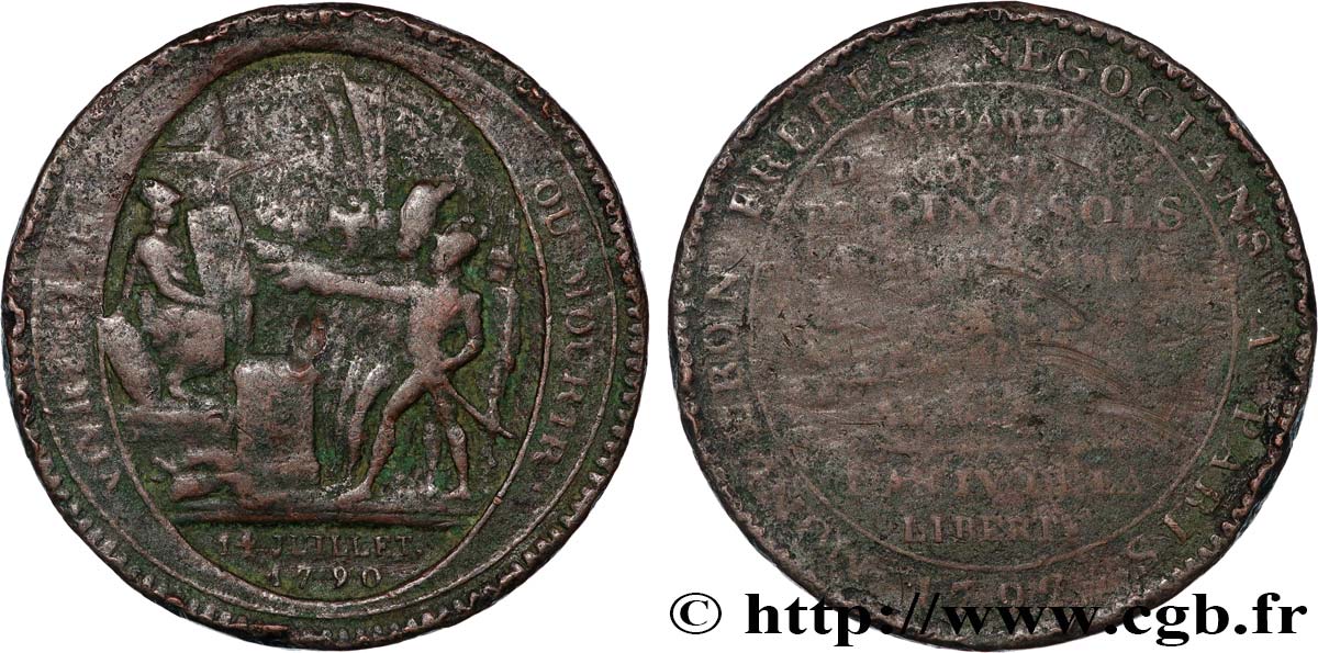 REVOLUTION COINAGE / CONFIANCE (MONNAIES DE…) Monneron de 5 sols au serment (An IV), 3e type 1792 Birmingham, Soho F