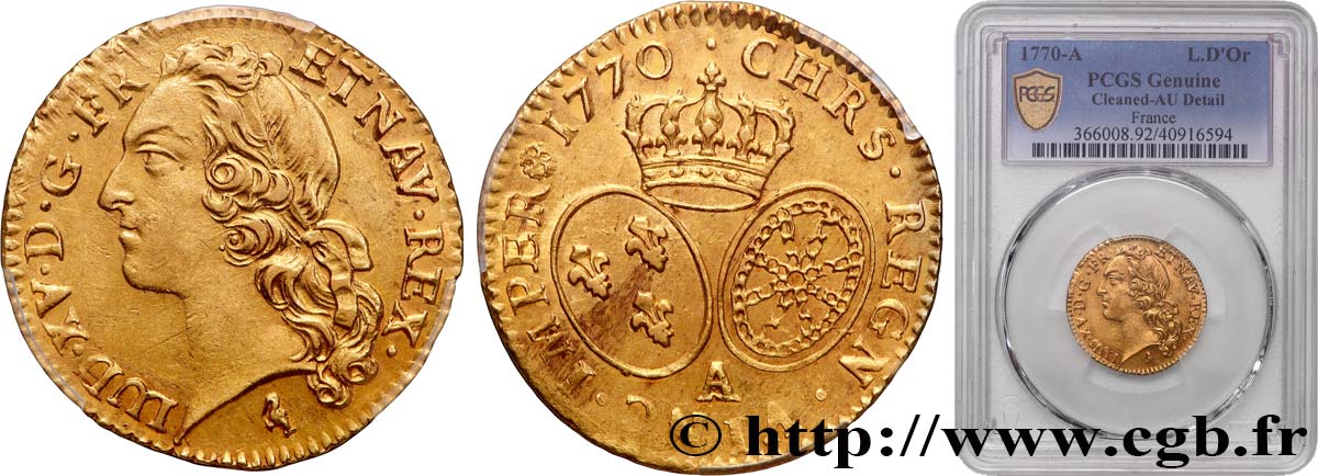 LOUIS XV DIT LE BIEN AIMÉ Louis d’or aux écus ovales, tête ceinte d’un bandeau 1770 Paris SUP