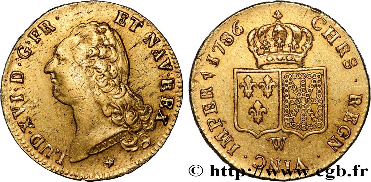 LOUIS XVI Double louis d’or aux écus accolés 1786 Lille TTB+