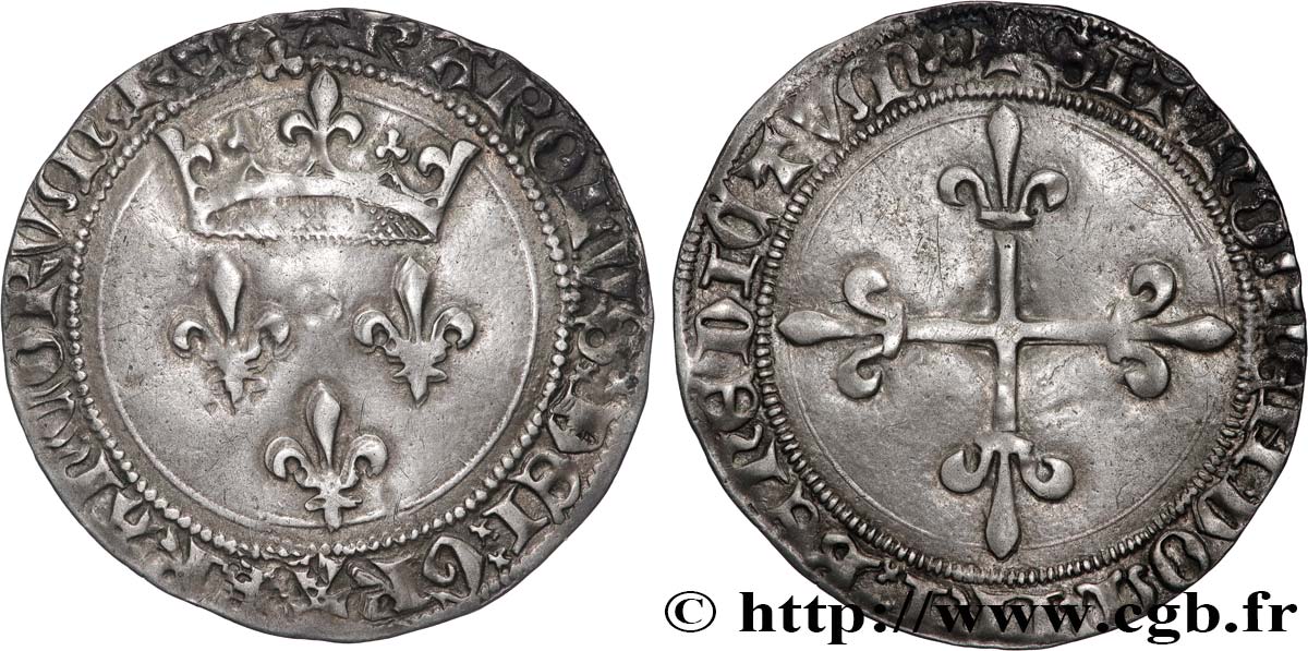 CHARLES VII  THE WELL SERVED  Gros de roi dit de  Jacques Cœur  26/05/1447 Lyon XF