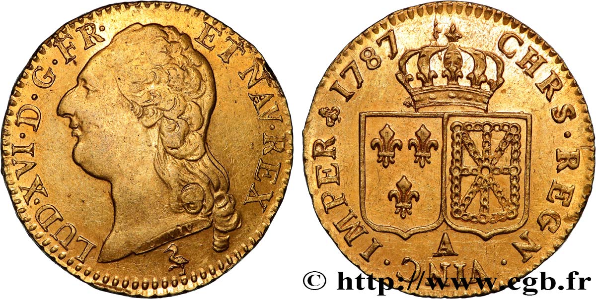 LOUIS XVI Louis d or aux écus accolés 1787 Paris fVZ