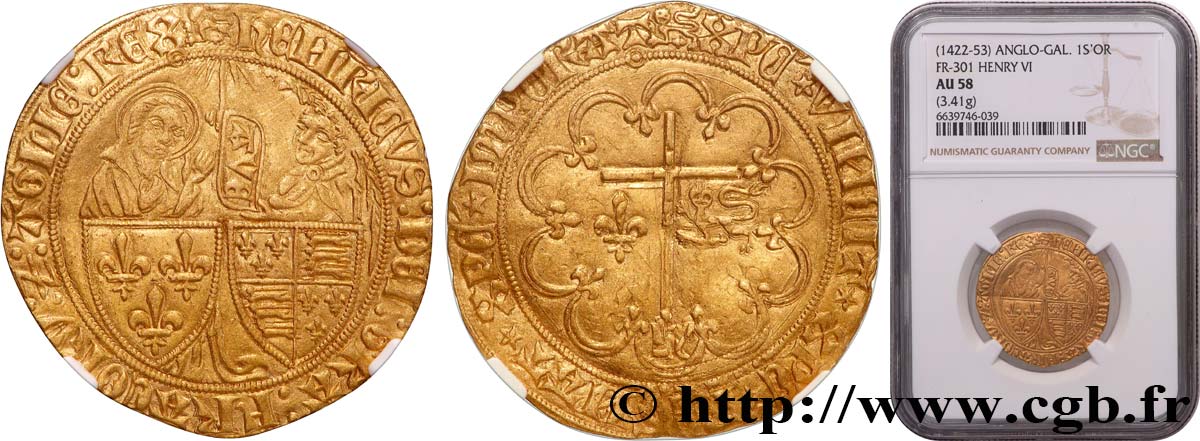 HENRY VI DE LANCASTRE - ROI DE FRANCE (1422-1453) - ROI D ANGLETERRE (1422-1461) et (1470-1471) Salut d or n.d. Rouen SUP58