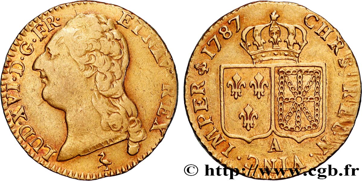 LOUIS XVI Louis d or aux écus accolés 1787 Paris fSS/SS