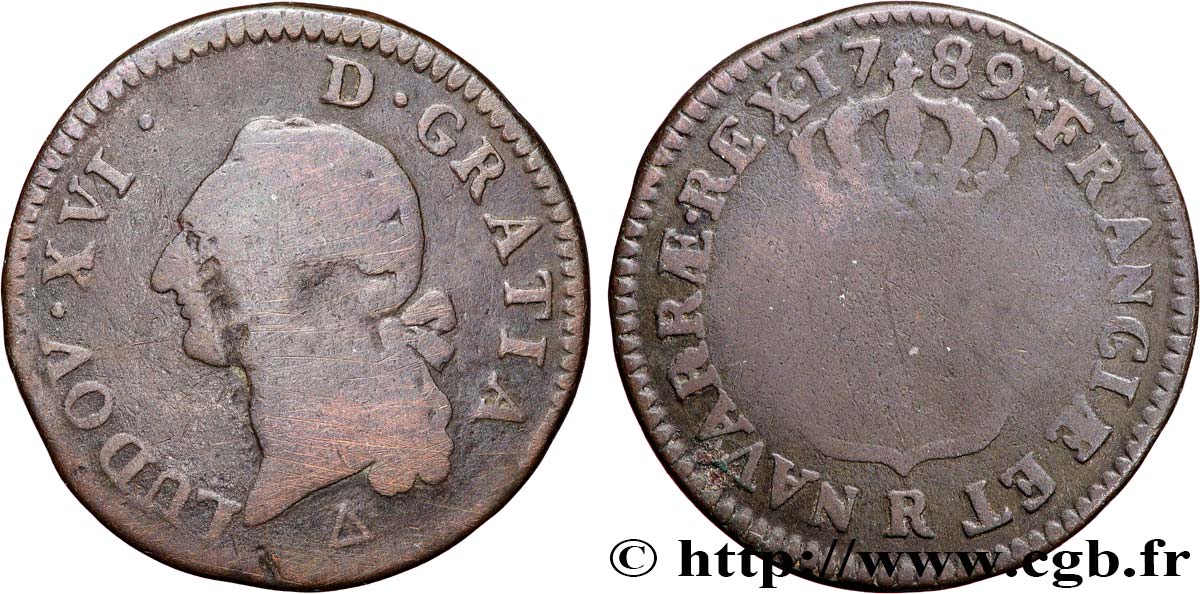 LOUIS XVI Sol dit &nbsp;à l&nbsp;écu&nbsp; 1789 Orléans TB