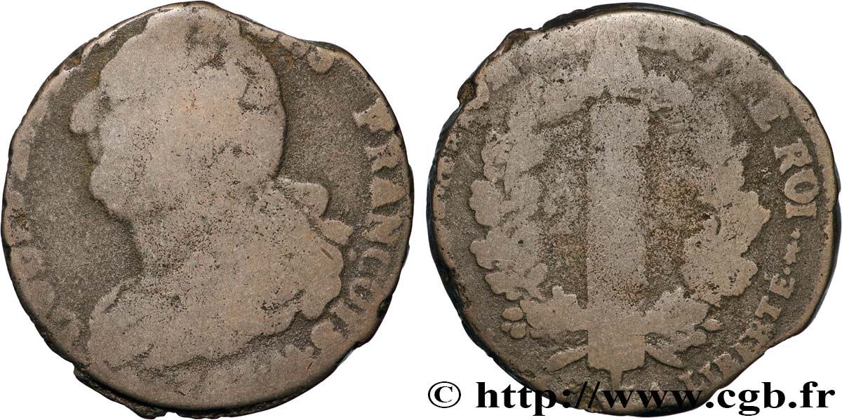 LOUIS XVI 2 sols dit  au faisceau , type FRANÇOIS 1792 Metz RC+