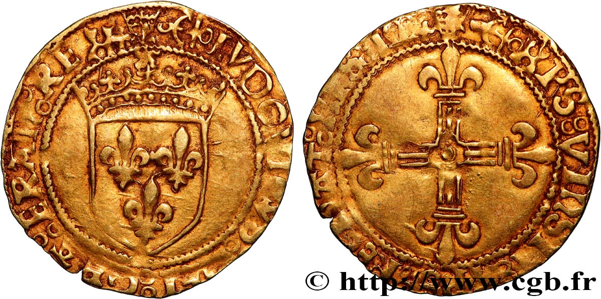 LOUIS XII LE PÈRE DU PEUPLE Écu d&nbsp;or au soleil 25/04/1498 Bayonne TB+