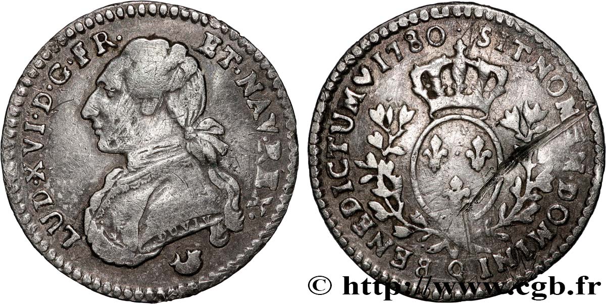 LOUIS XVI Dixième d écu aux branches d olivier 1780 Perpignan VF