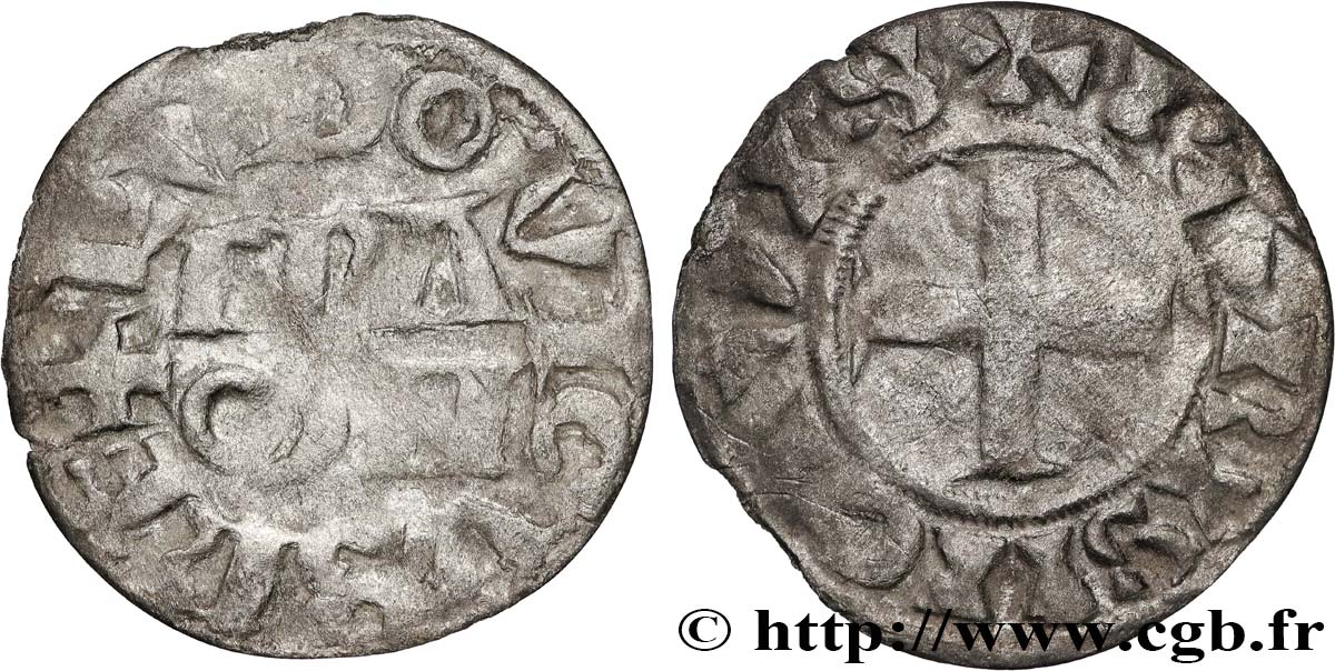 LOUIS VII THE YOUNG Denier parisis, 3e type n.d. Paris VF