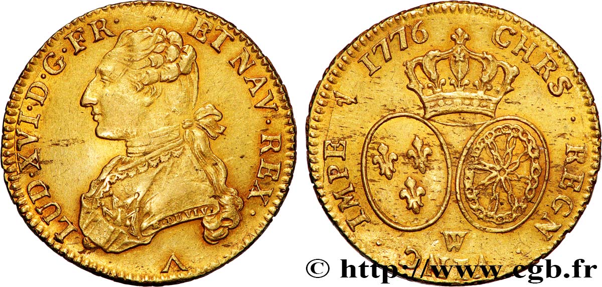 LOUIS XVI Double louis d’or aux écus ovales 1776 Lille AU