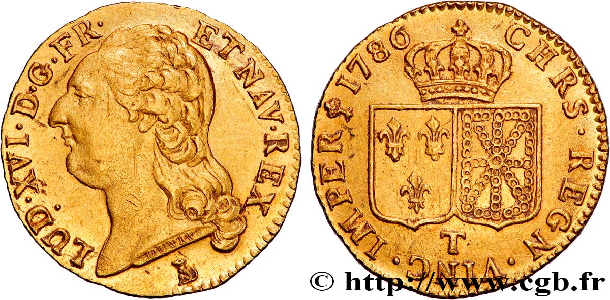 LOUIS XVI Louis d or aux écus accolés 1786 Nantes SUP