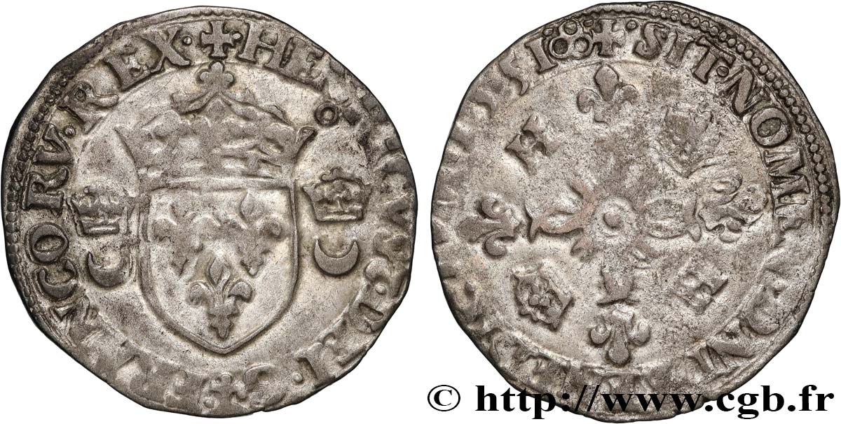 HENRI II Douzain aux croissants 1551 Montélimar TTB
