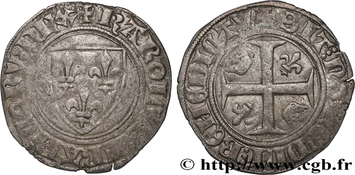CHARLES VI LE FOU OU LE BIEN AIMÉ Blanc dit  guénar  n.d. Tournai TB+