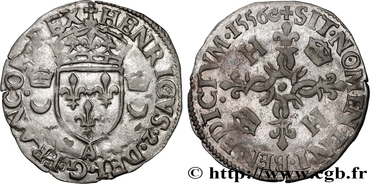 HENRI II Douzain aux croissants 1556 Paris TB+