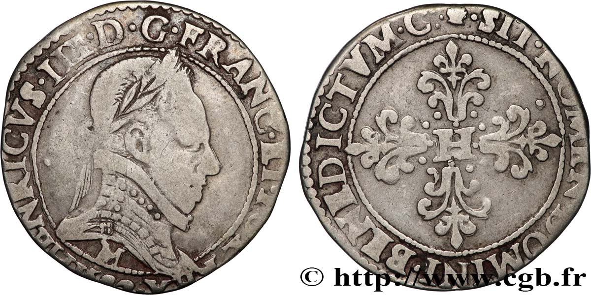 HENRY III Demi-franc au col plat 1582 Toulouse VF