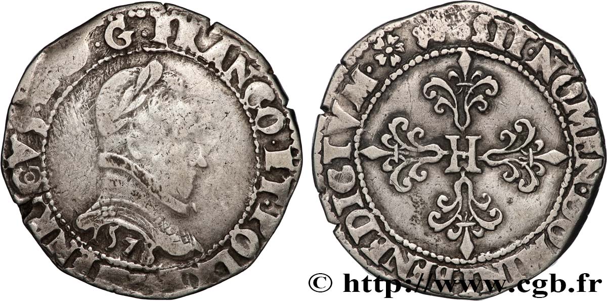 HENRY III Franc au col plat 1578 Bayonne BC+