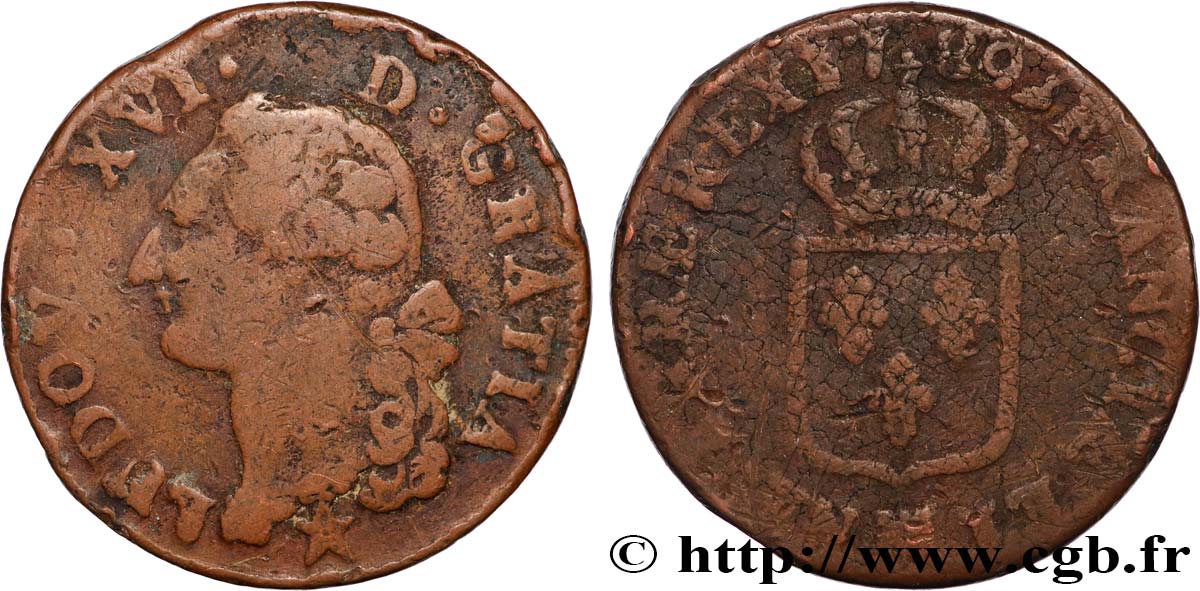 LOUIS XVI Sol dit  à l écu  1789 Marseille TB