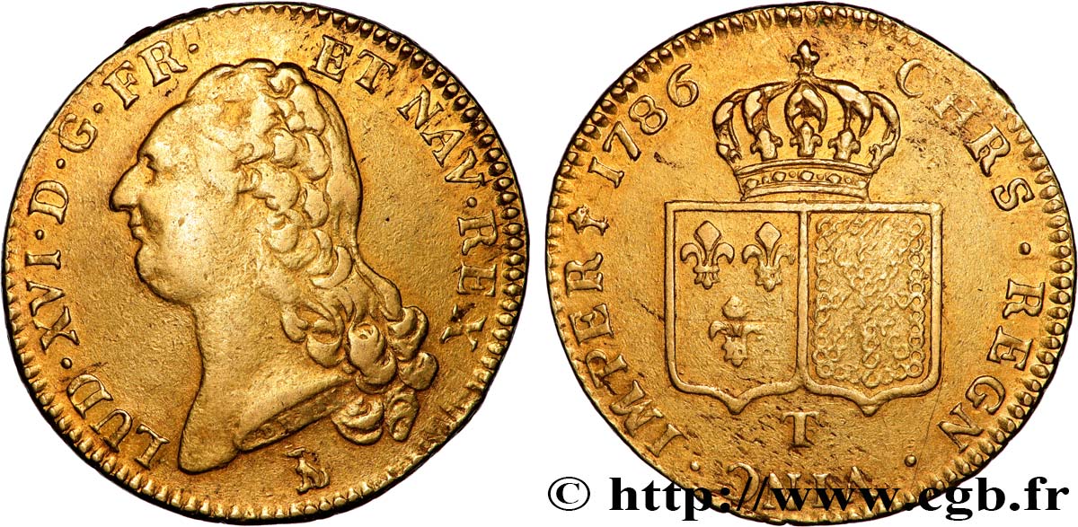 LOUIS XVI Double louis d’or aux écus accolés 1786 Nantes MBC+