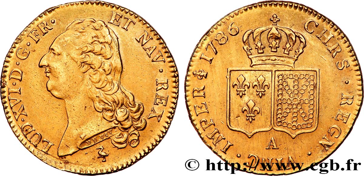 LOUIS XVI Double louis d’or aux écus accolés 1786 Paris TTB+