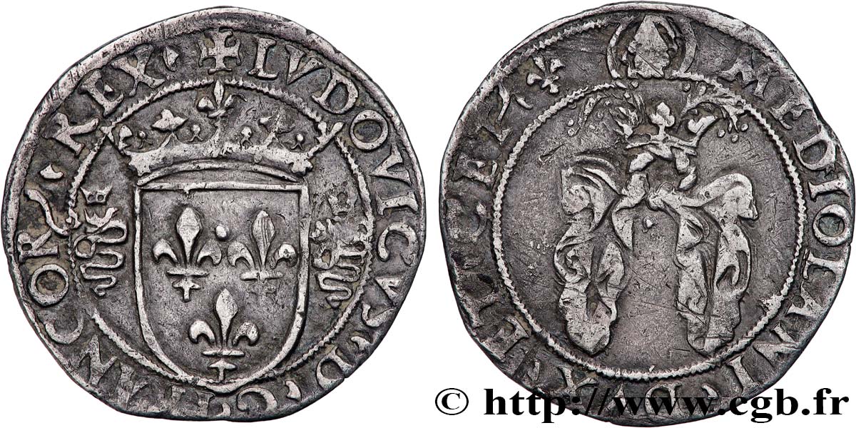 ITALY - DUCHY OF MILAN - LOUIS XII Bissone ou gros royal de 3 sous n.d. Milan MBC
