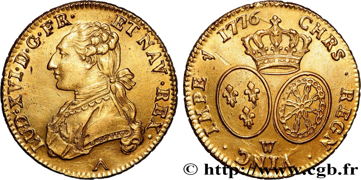 LOUIS XVI Double louis d’or aux écus ovales 1776 Lille MBC+