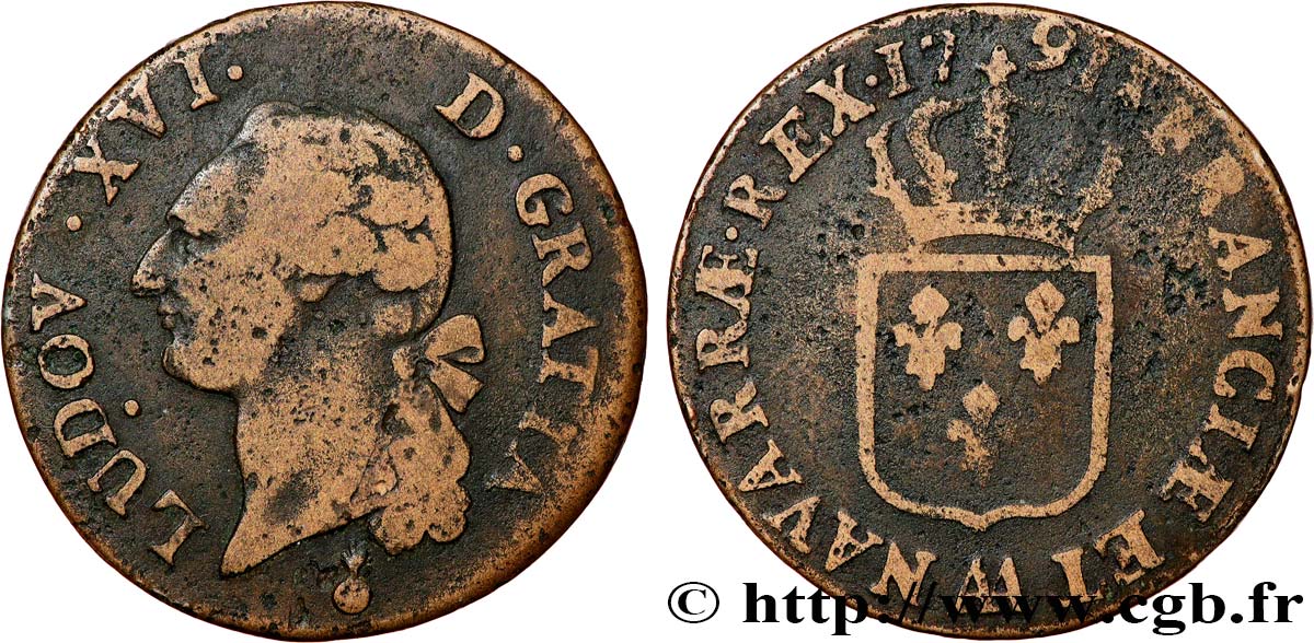 LOUIS XVI Sol dit  à l écu  1791 Metz TB+