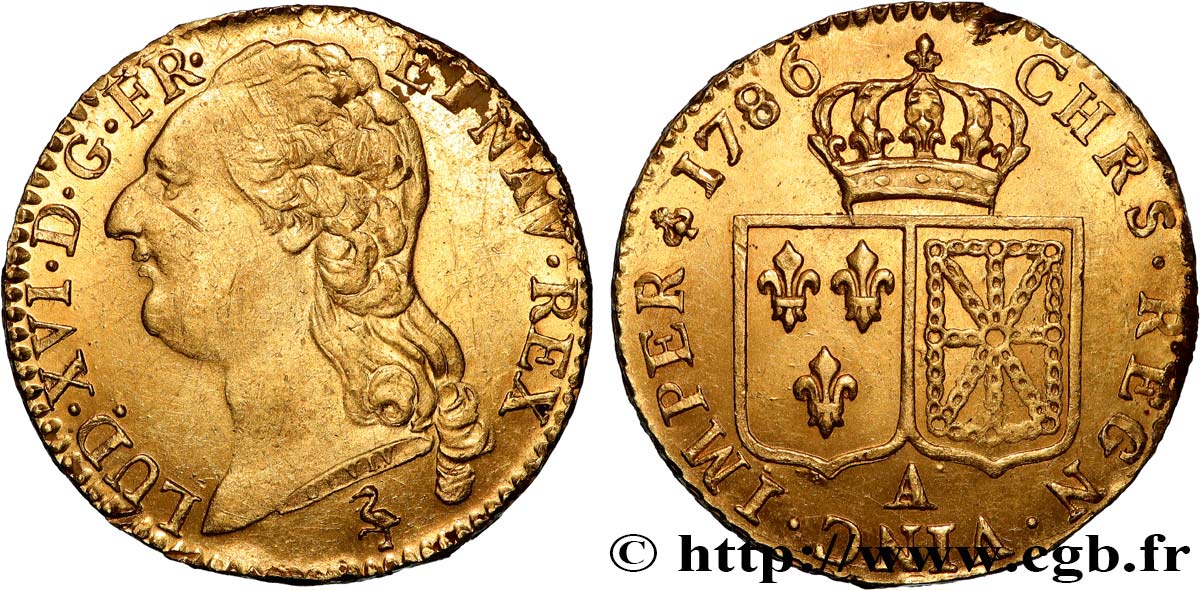 LOUIS XVI Louis d or aux écus accolés 1786 Paris SUP