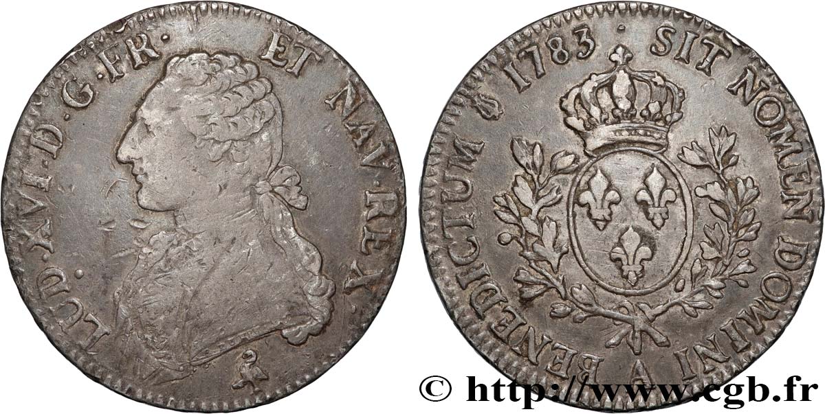 LOUIS XVI Écu aux branches d olivier 1783 Paris TB+/TTB