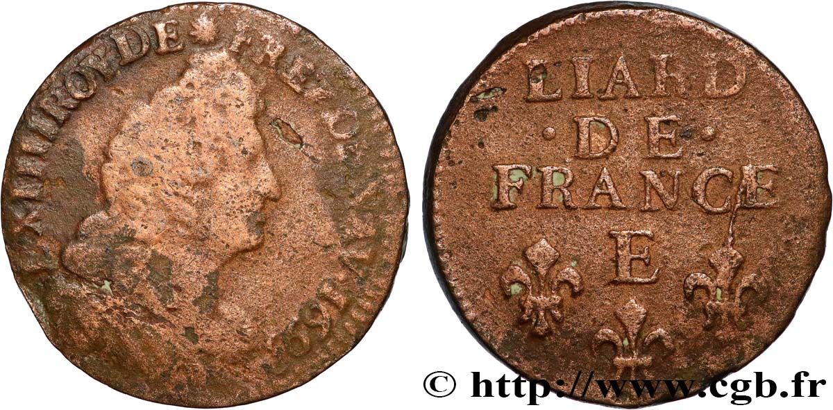 LOUIS XIV LE GRAND OU LE ROI SOLEIL Liard, 3e type, buste âgé 1693 Tours TB/TTB