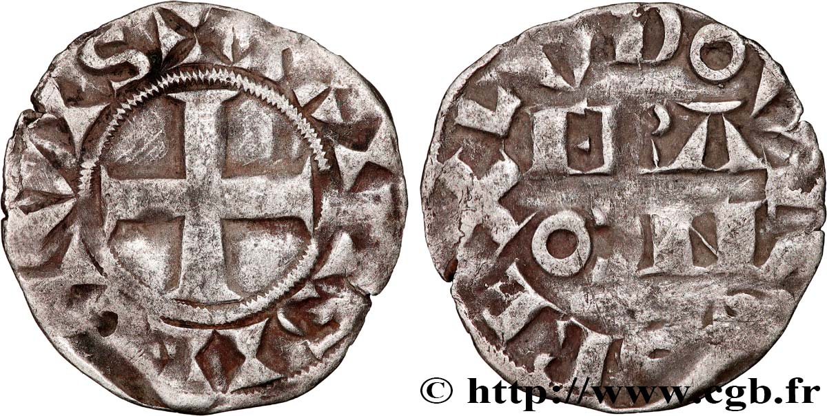 LOUIS VII  THE YOUNG  Denier parisis, 3e type n.d. Paris VF