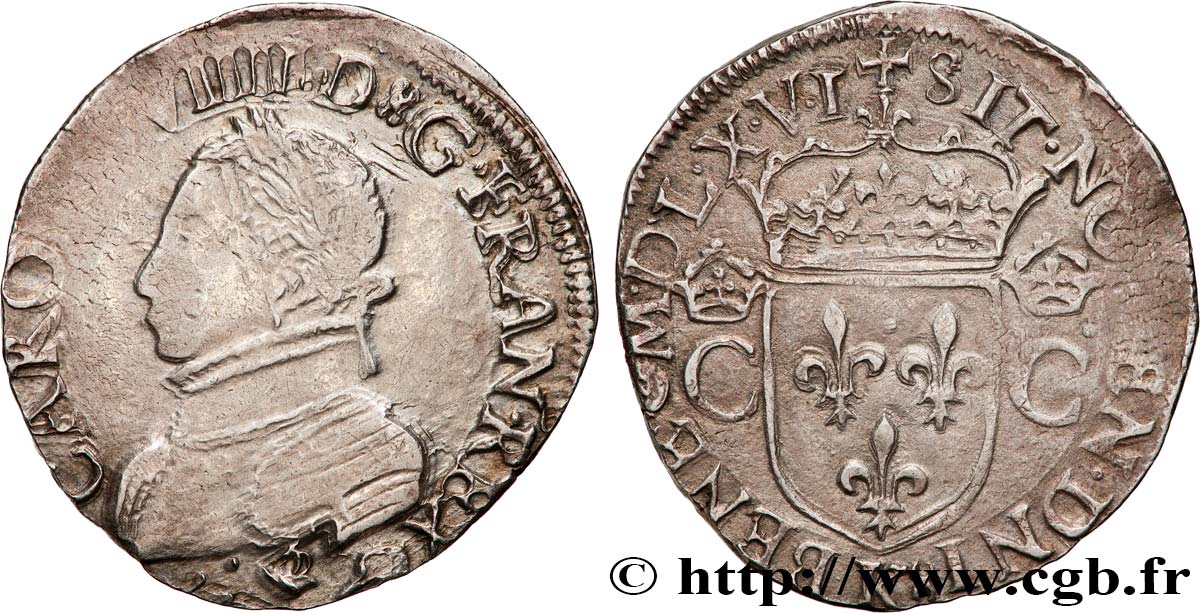 CHARLES IX Teston, 2e type 1566 Bordeaux BC+/MBC