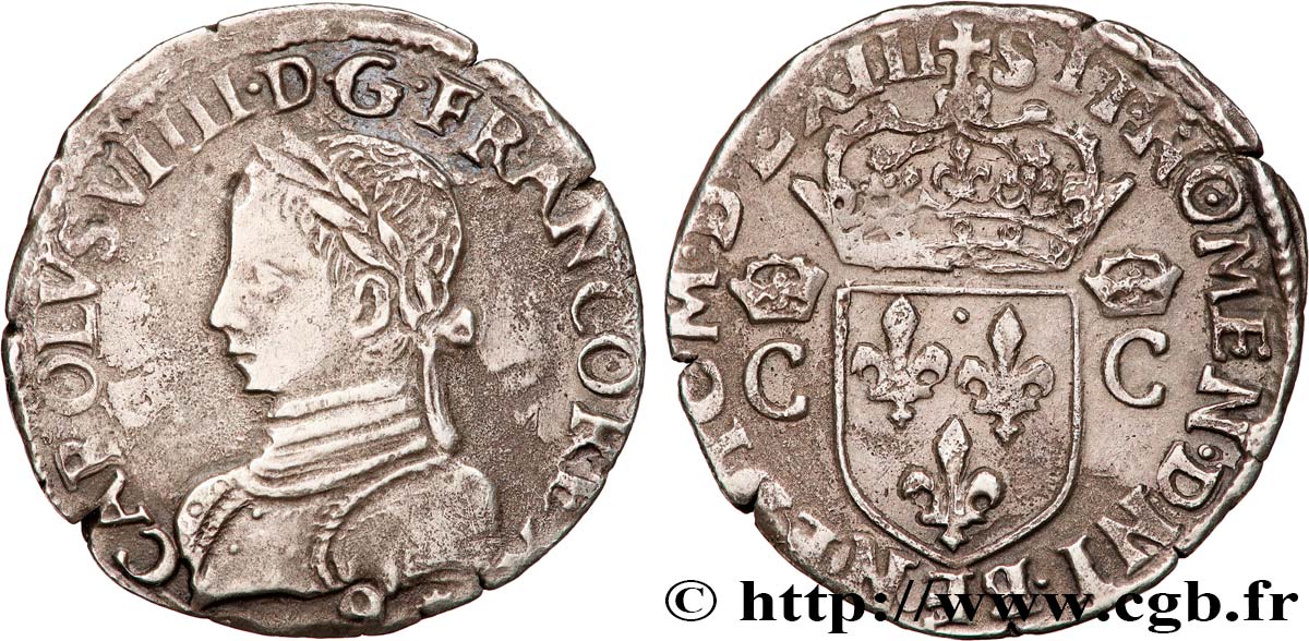 CHARLES IX Demi-teston, 2e type 1563 Rennes VF/XF