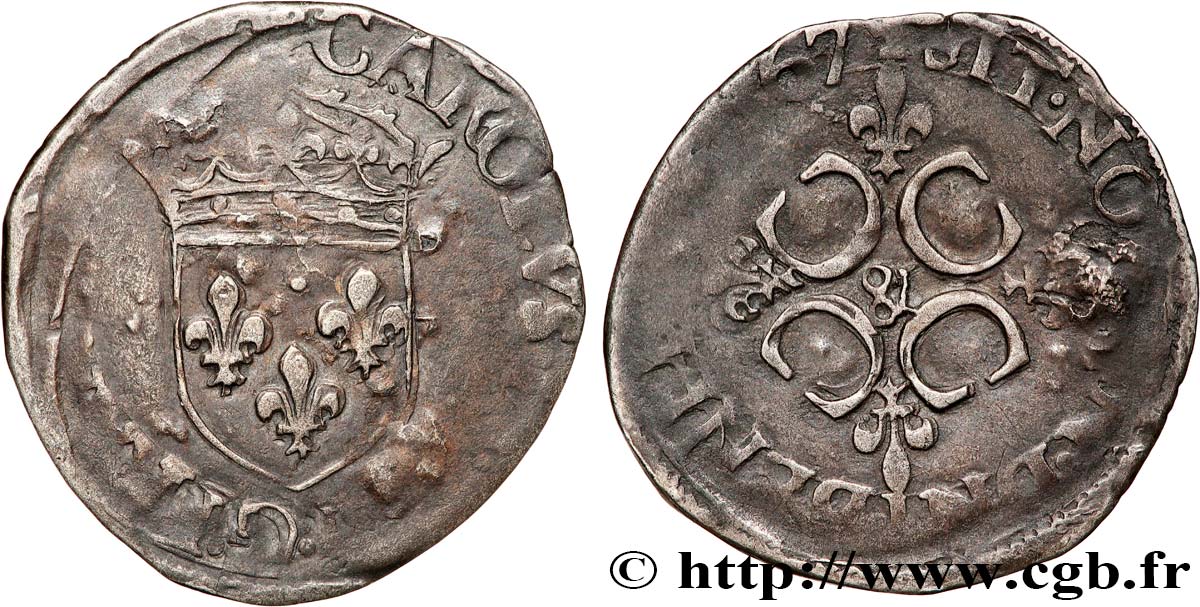 CHARLES IX Sol parisis, 1er type 1567 Aix-en-Provence TB