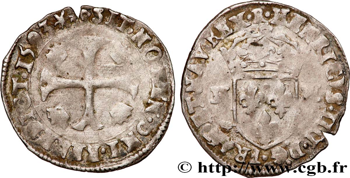 HENRY IV Douzain aux deux H, 1er type 1593 Barcelonnette q.BB