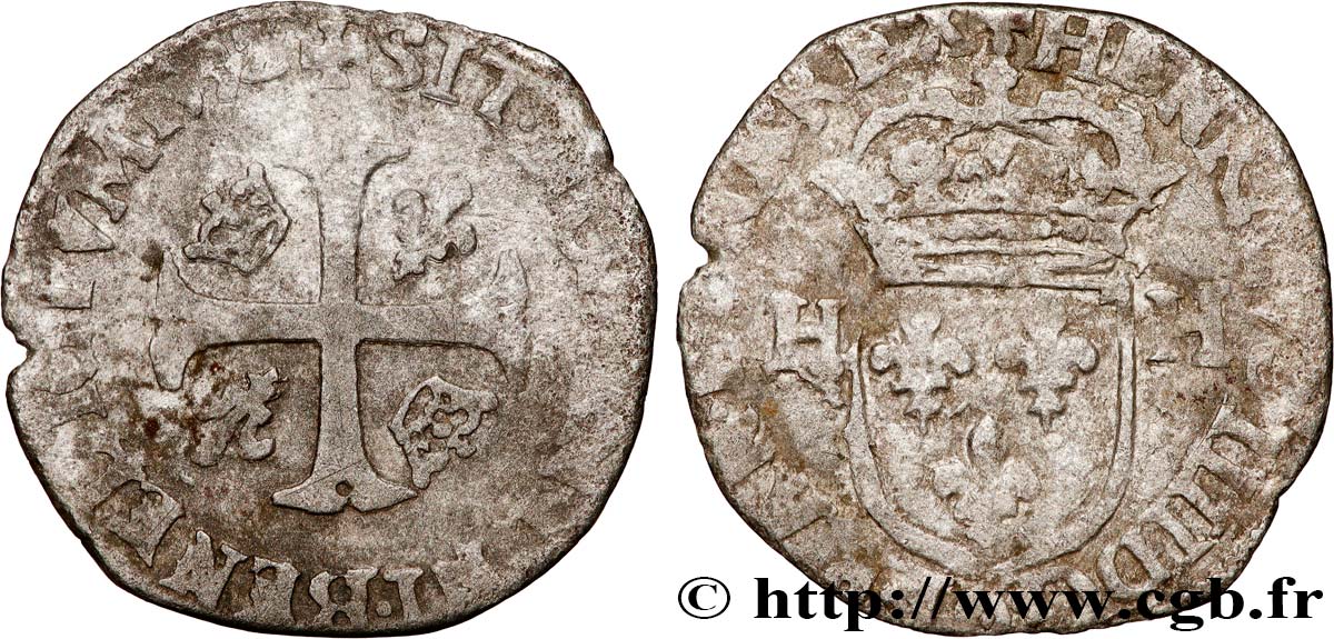 HENRY IV Douzain aux deux H, 2e type 1592 Maringues BC