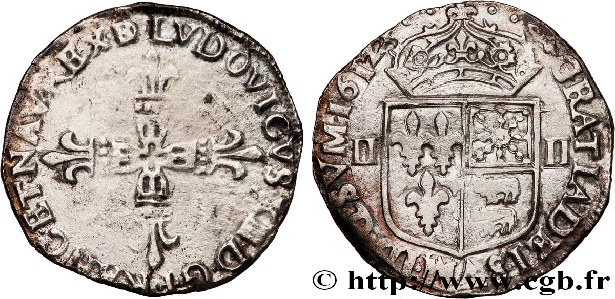 LOUIS XIII Quart d écu de Béarn 1612 Morlaàs VF