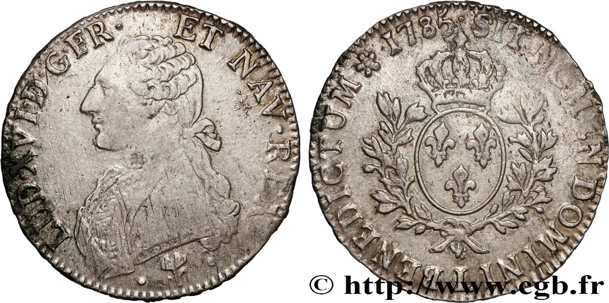 LOUIS XVI Écu aux branches d olivier 1785 Bayonne VF/XF