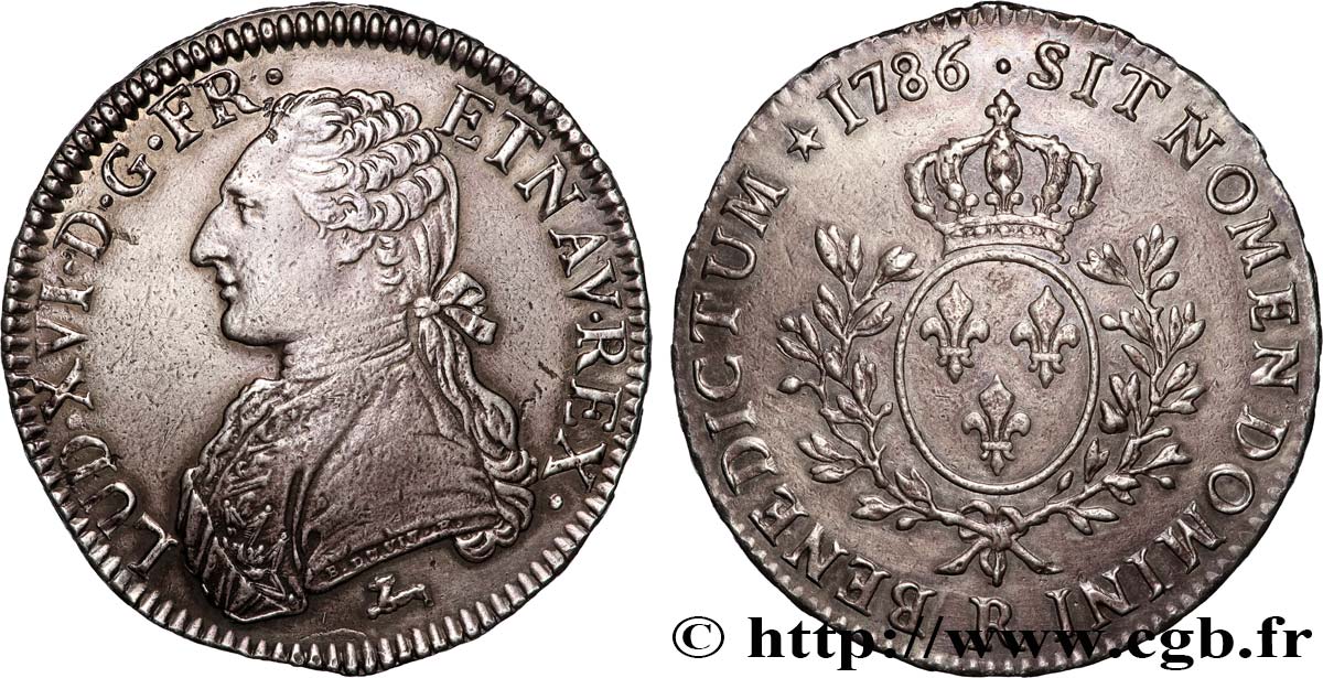LOUIS XVI Écu aux branches d olivier 1786 Orléans TTB