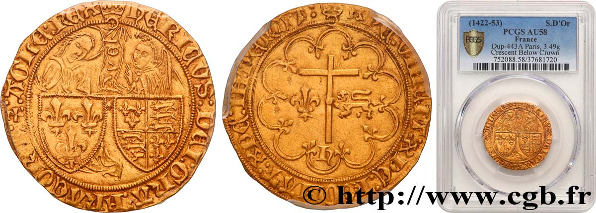 HENRY VI DE LANCASTRE - ROI DE FRANCE (1422-1453) - ROI D ANGLETERRE (1422-1461) et (1470-1471) Salut d or n.d. Paris SUP58