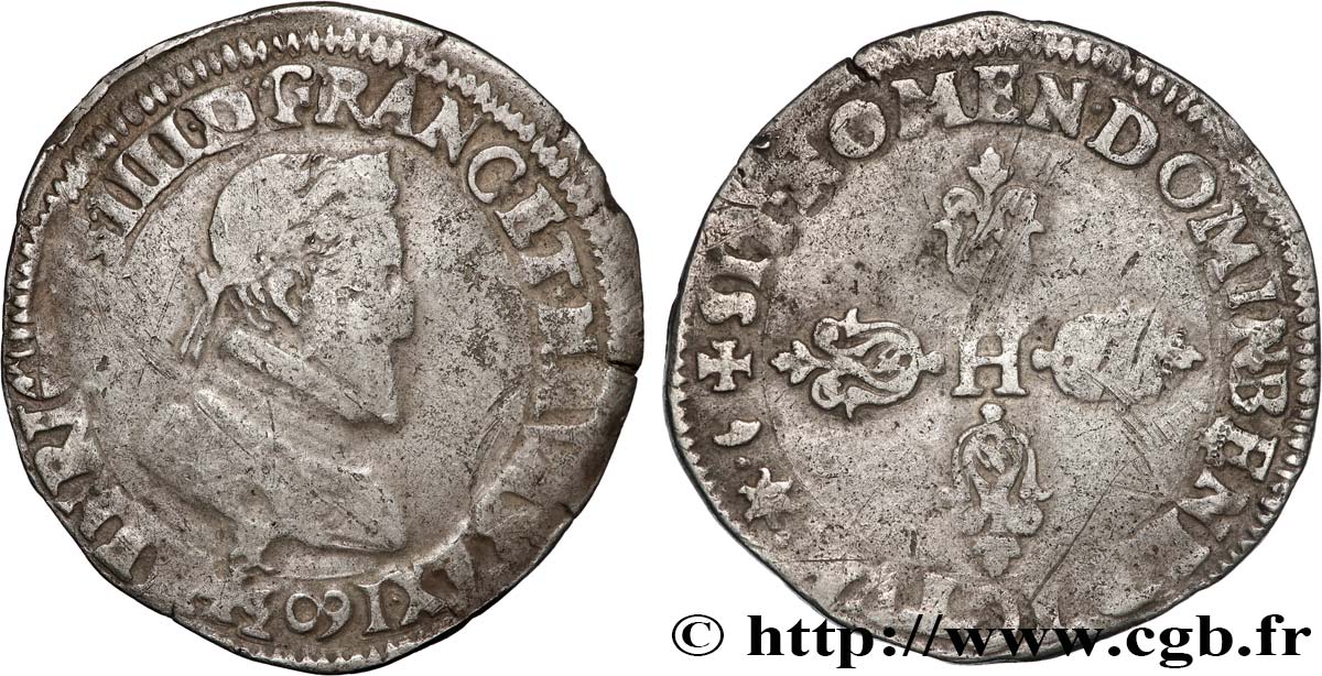 HENRY IV Demi-franc 1603 Aix-en-Provence BC+