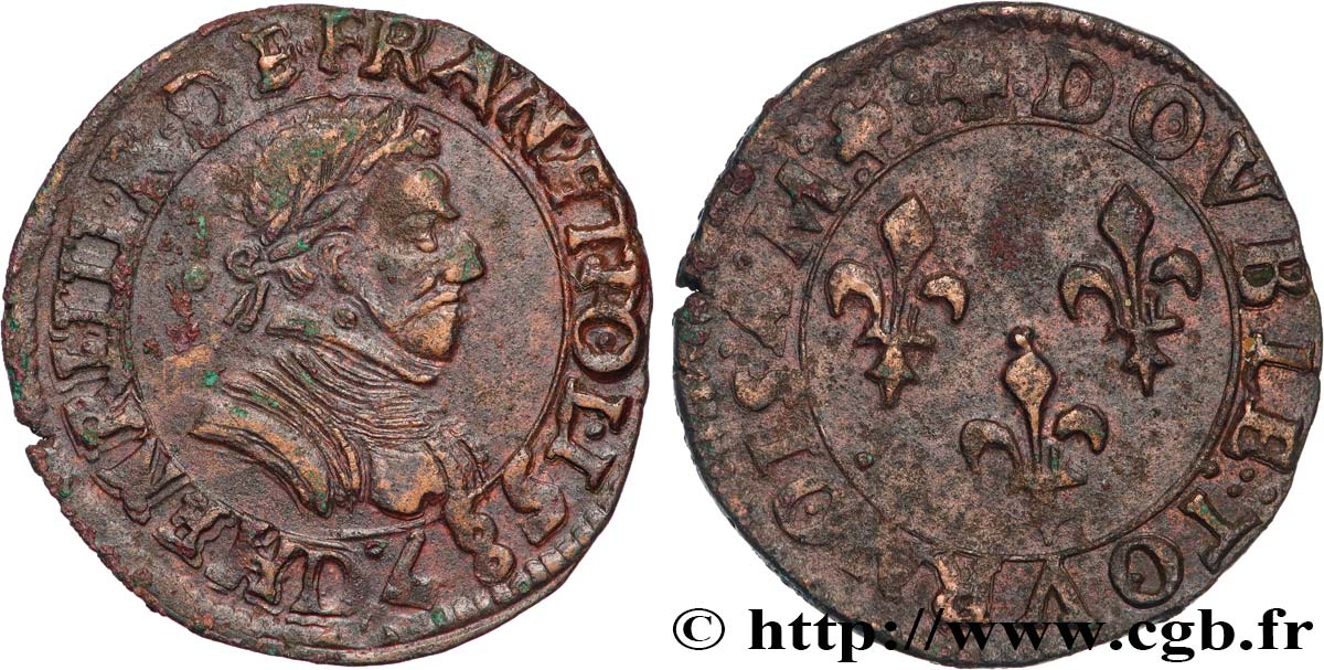 HENRY III Double tournois 1587 Lyon AU/XF