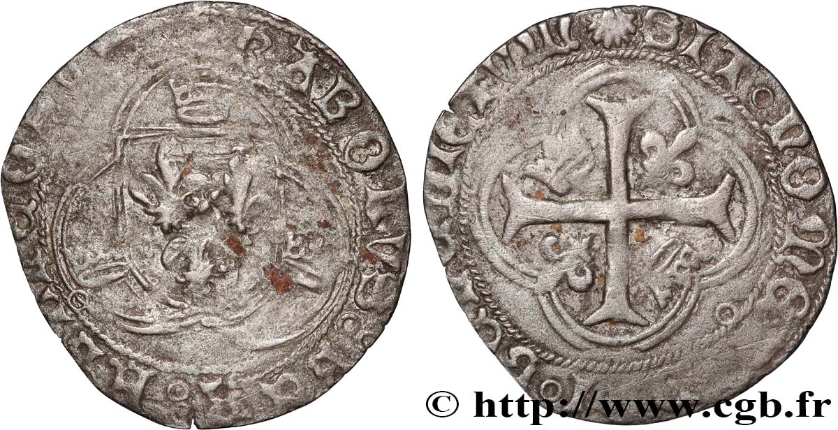 CHARLES VIII Blanc à la couronne 24/04/1488 Dijon BC/BC+