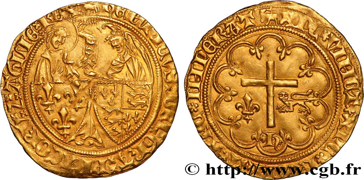 HENRY VI DE LANCASTRE - ROI DE FRANCE (1422-1453) - ROI D ANGLETERRE (1422-1461) et (1470-1471) Salut d or 06/09/1422 Amiens TTB+