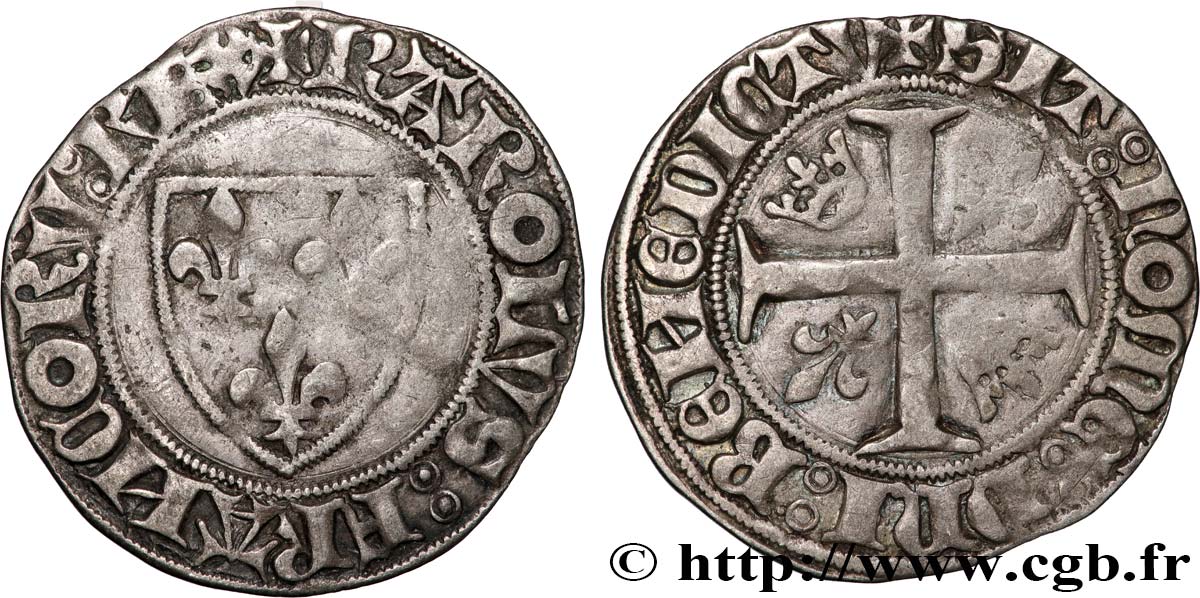 CHARLES VI LE FOU OU LE BIEN AIMÉ Blanc dit  guénar  n.d. Paris TB+