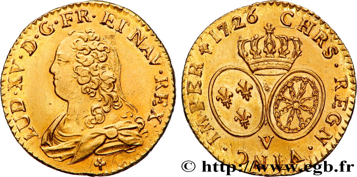 LOUIS XV DIT LE BIEN AIMÉ Louis d or aux écus ovales, buste habillé 1726 Troyes SUP